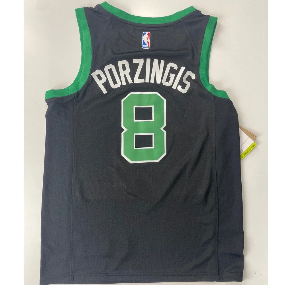 NWT Nike Jordan Boston Celtics Kristaps Porzingis Black Jersey #8 Mens Small 40